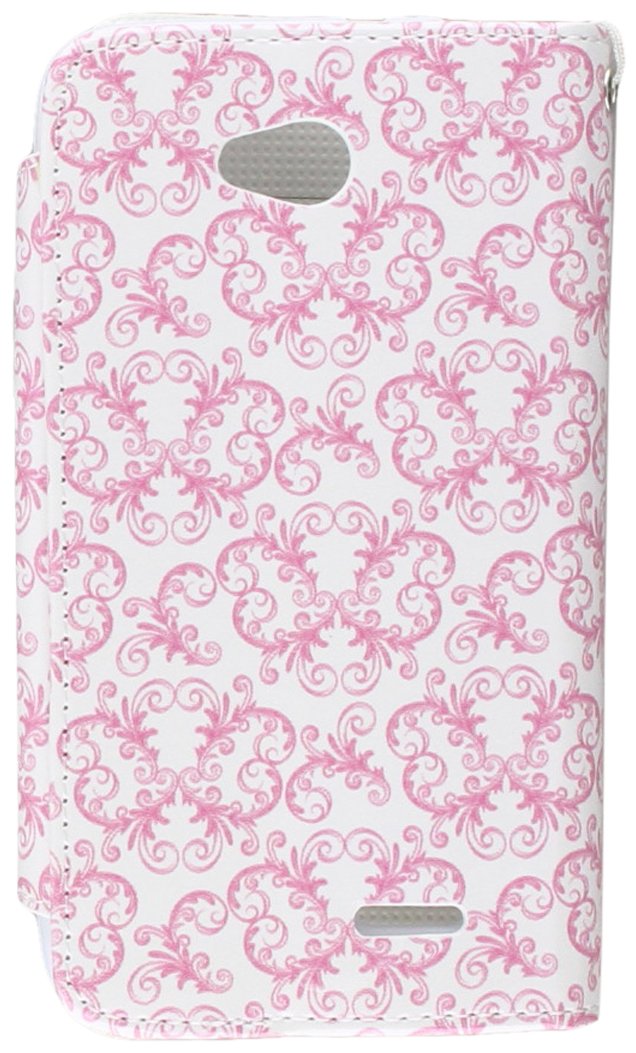 Asmyna My Jacket Wallet Case for LG MS323 Optimus L70 - Retail Packaging - Pink butterfly flowers