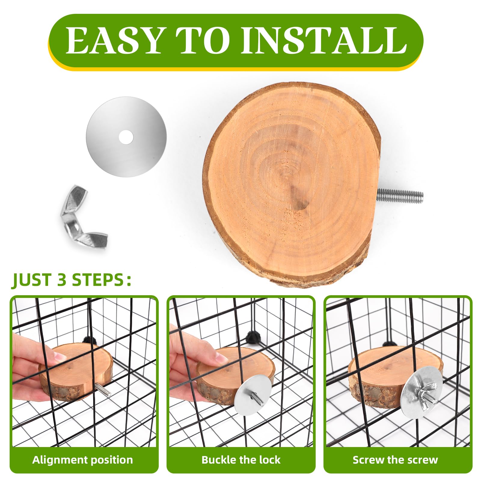 4PCS Natural Wood Round Bird Perch Platform for Cage - Parrot Perch Stand for Conures, Cockatiels, Budgies, Lovebirds, Parrotlets, Small Bird Cage Accessories - image 5