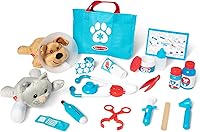 Melissa & Doug Pet Vet Play Set - 24pc Doctor Kit with Plush Dog Cat, Stethoscope & Tools for Kids Ages 3+ Pretend Play