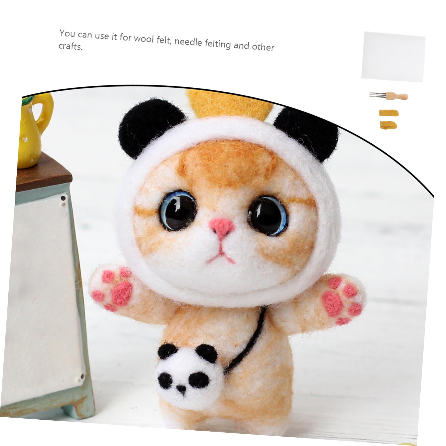 OSALADI DIY Punch Needle Felting Kit 8 Needle Punching Set Wooden Handles for Handmade Craft Random Color