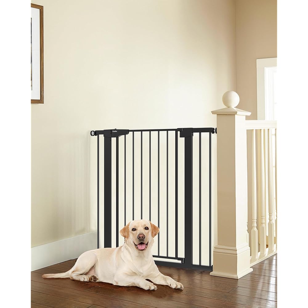 Cumbor 36 Extra Tall Baby Gate for Stairs, 29.7-40.6 Wide Dog Gate for Doorways, Pressure Mounted Auto-Close Pets Gates for Dogs Indoor, Durable Safety Child Gate, Mom\'s Choice Awards Winner, Black