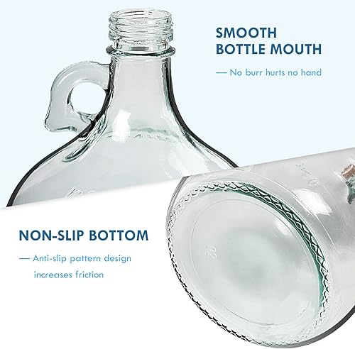 Miniatura 7 de Jarra de vidrio de 1 galón (128 onzas), botellas de agua de vidrio con asa, jarras Growler incluye tapa de Polyseal de 1.496 in para Kombucha
