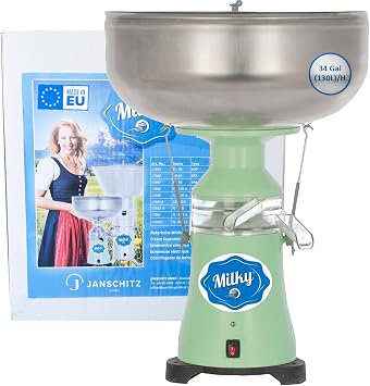 Electric Cream Milk Separator Milky FJ130 EPR 115V | Suitable for Cow, Goat, Sheep, and Camel Milk | 34 Gal/Hour | Made in the EU |