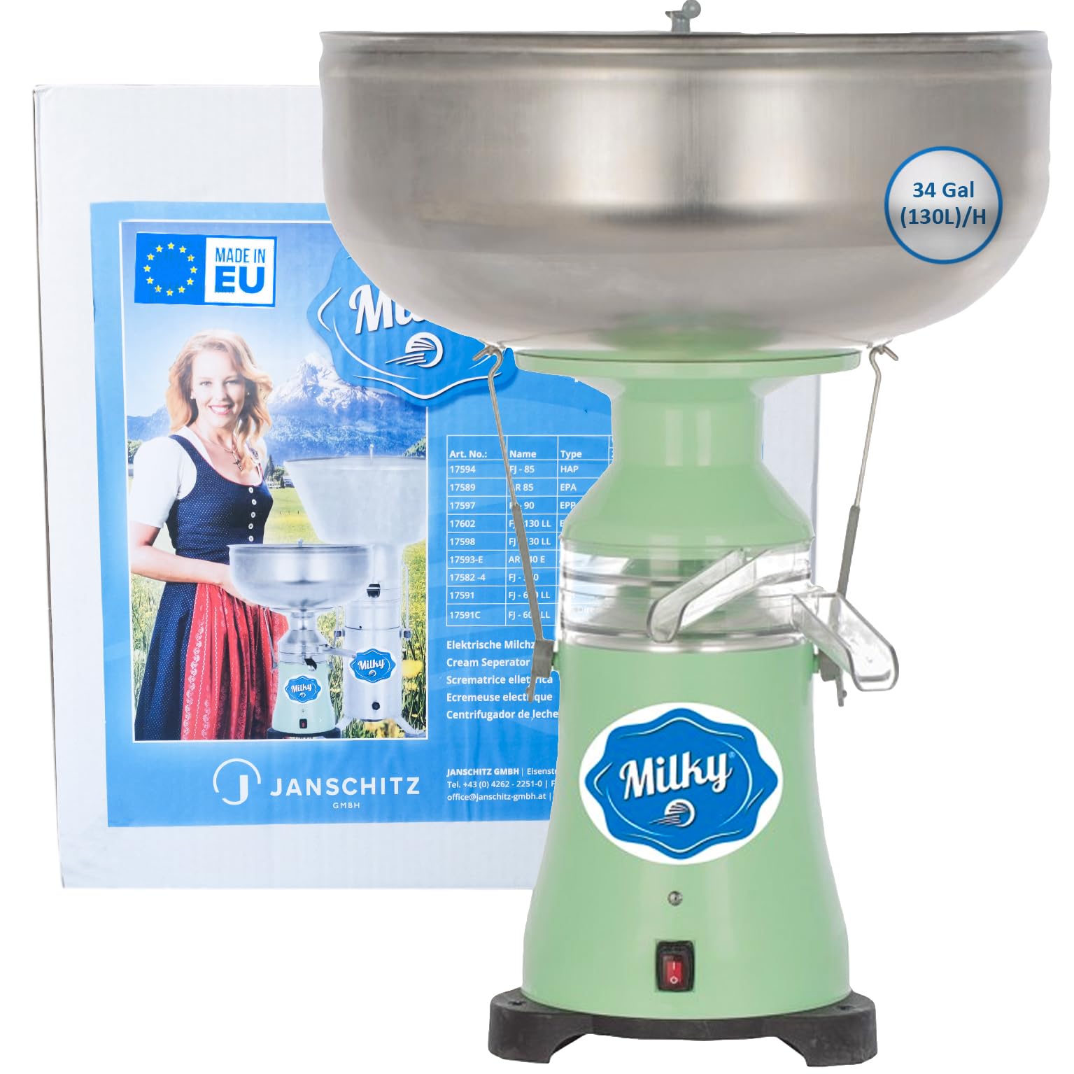 Cream separator Milky FJ130 EPR (115v) 34 gallons of milk per hour