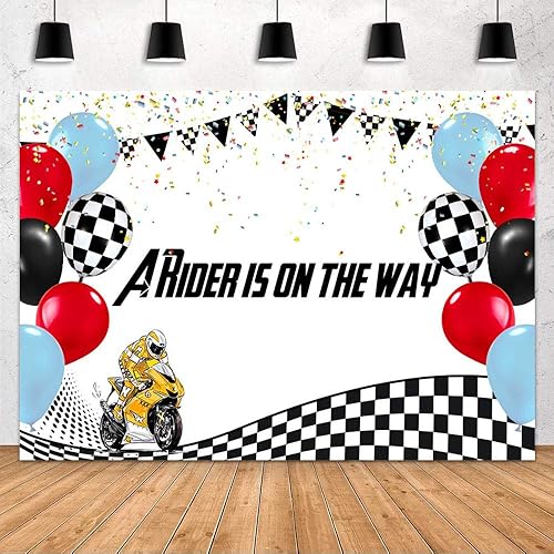 MEHOFOND Telón de fondo para motocross Baby Shower para decoración de fiesta de motociclista, cartel de carreras de motociclista, fondo de