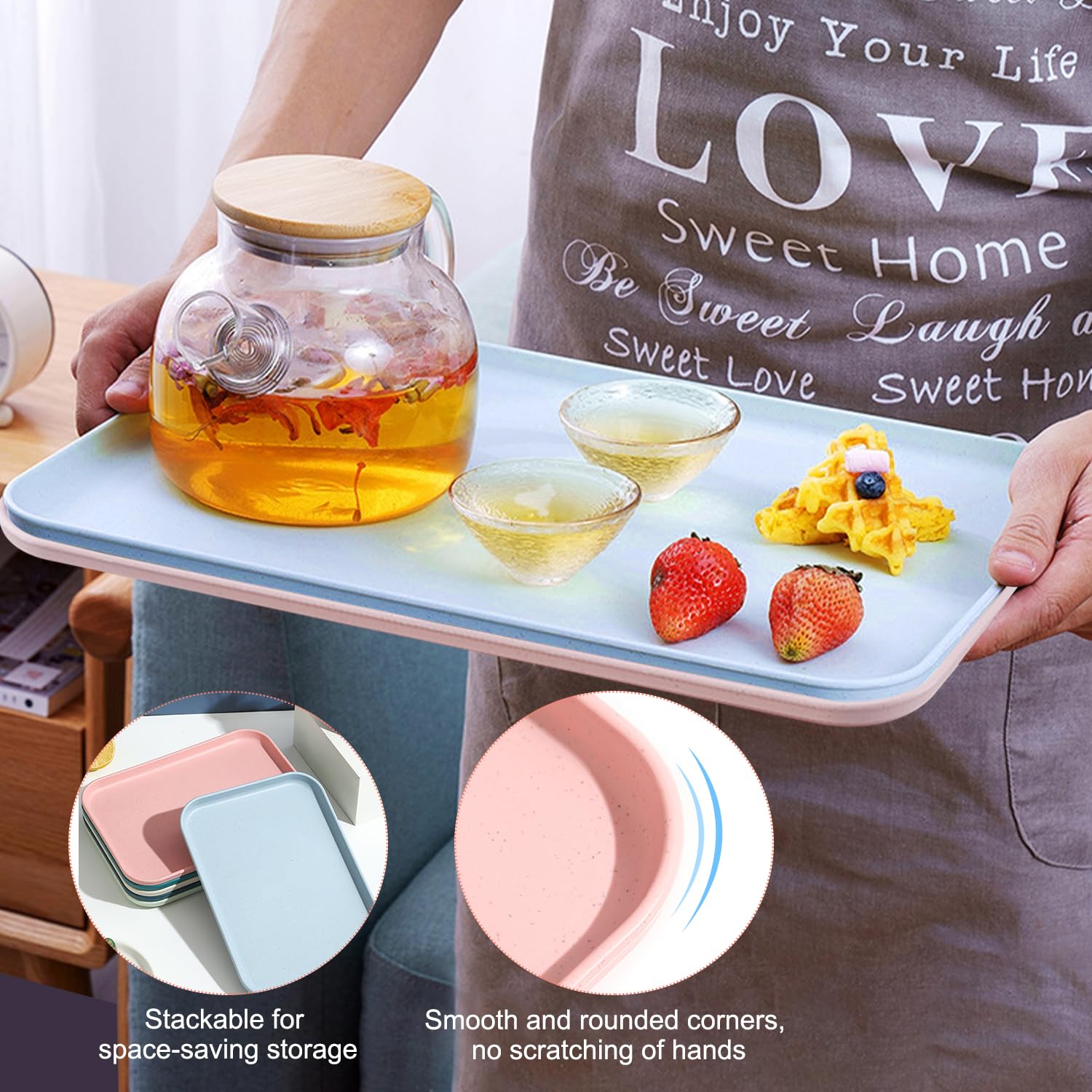 Decorative Concepts – Lot De 2 Grands Plateaux De Service Antidérapants – 40 X 29 Cm – Plateau