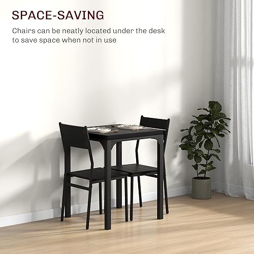Miniatura 3 de HOMCOM Juego de mesa de comedor de 3 piezas para 2, mesa y sillas de cocina modernas, juego de comedor para desayunar, espacio pequeño, apartamento,