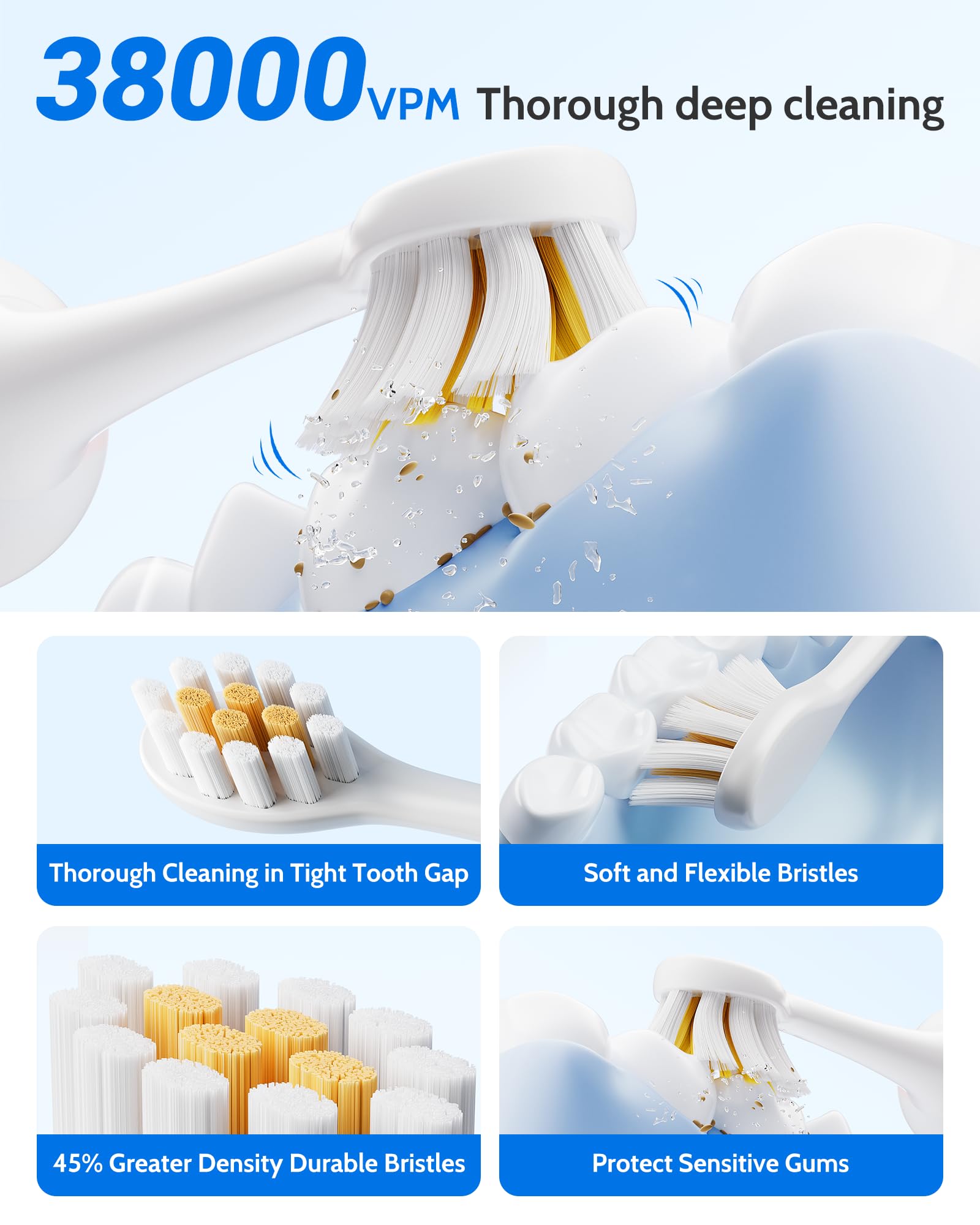 Paquete de 2 cepillos de dientes eléctricos para adultos y niños, cepillo de dientes eléctrico recargable para niños a partir de 12 años y adultos con 12 cabezales de cepillo y 2 cepillos de dientes