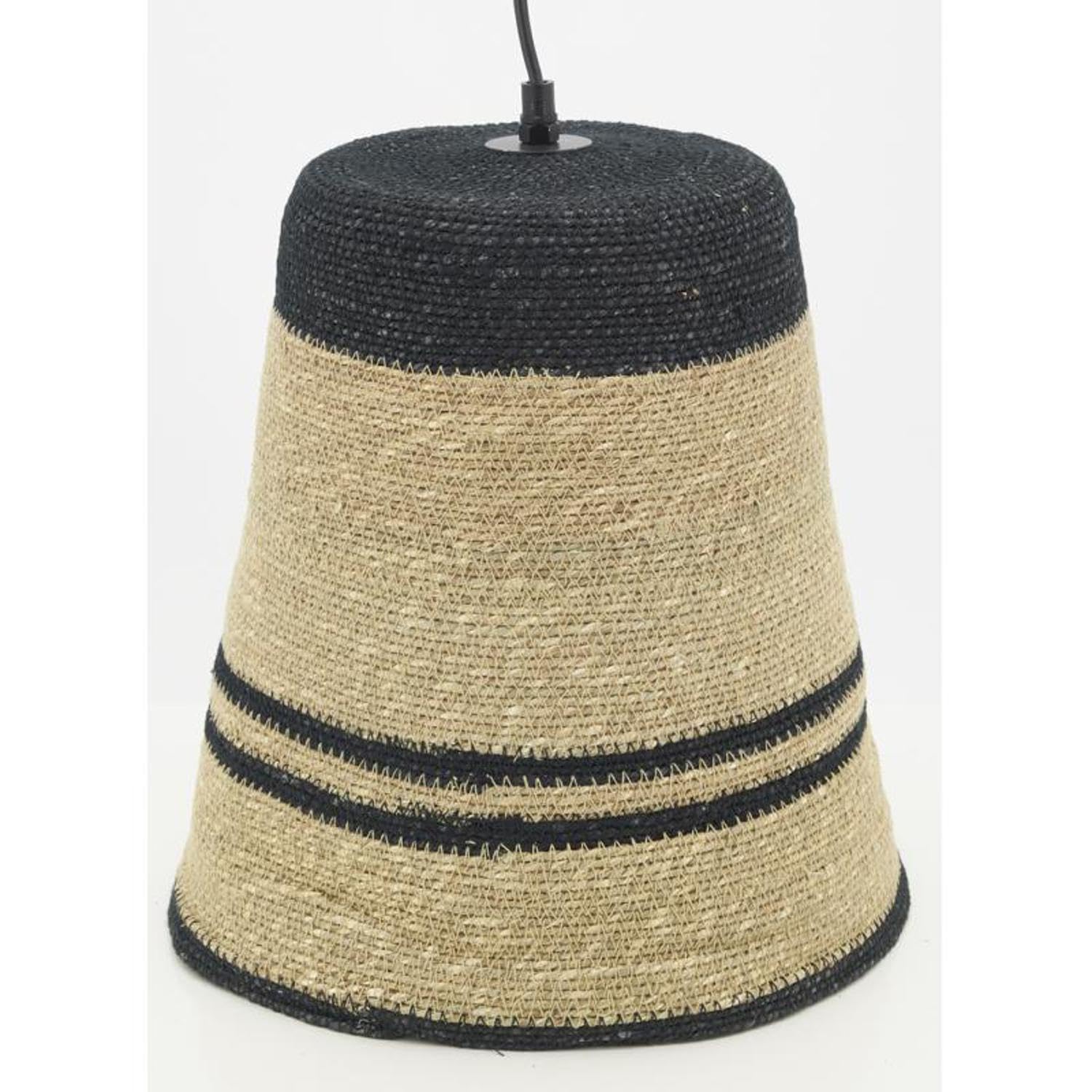 AUBRY GASPARD - Suspension en Jonc Naturel et Teinté Noir - Ø 30 cm x Hauteur 32 cm - Compatible Ampoules E27 - Équipement Électrique Inclus - Design Élégant et Naturel pour Intérieur Moderne
