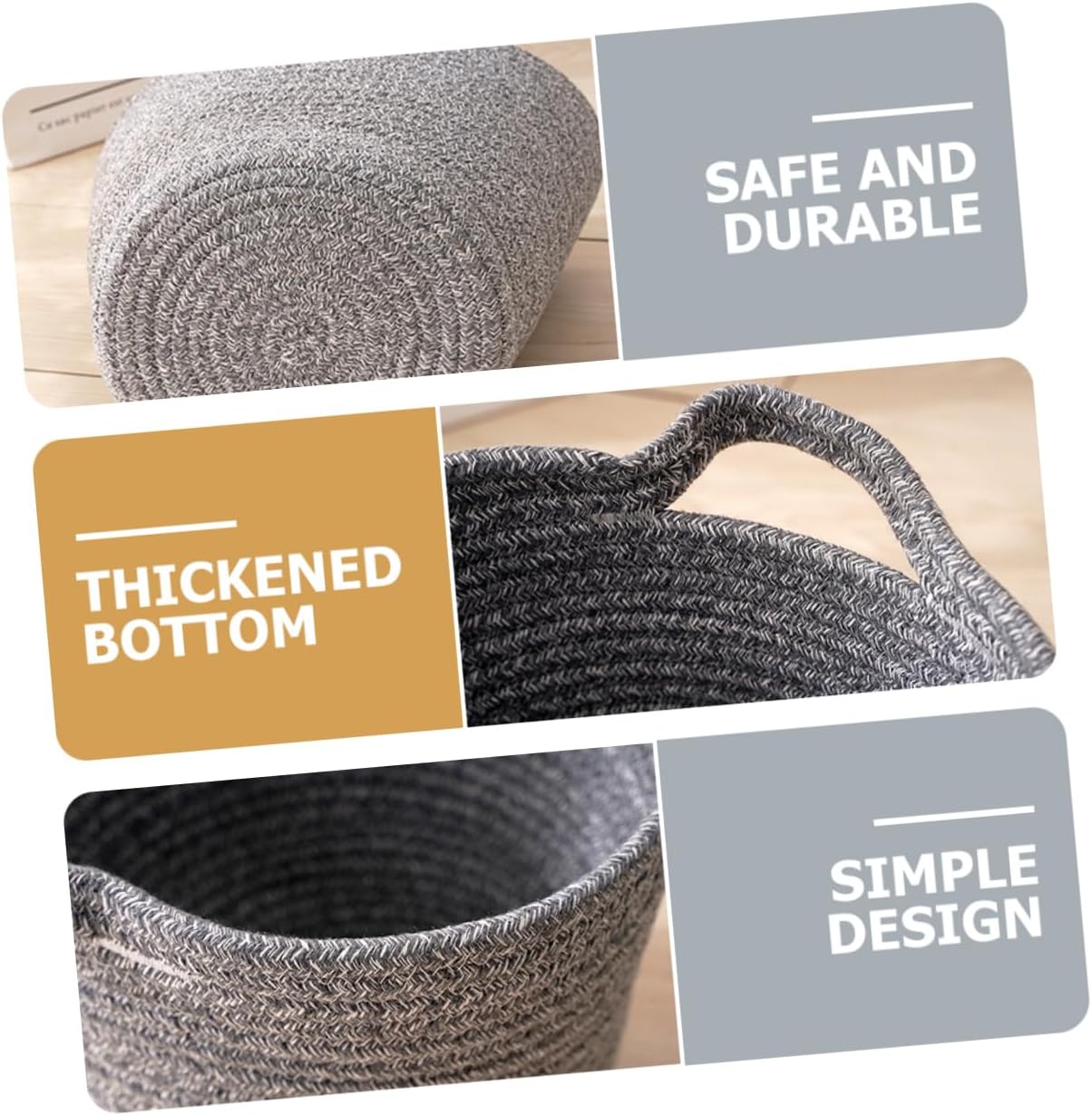 VICASKY Large Cotton Linen Laundry Basket Portable Clothes Hamper with Dual Colors Height Storage Bin for Home Bathroom Nursery and Blanket Organizer