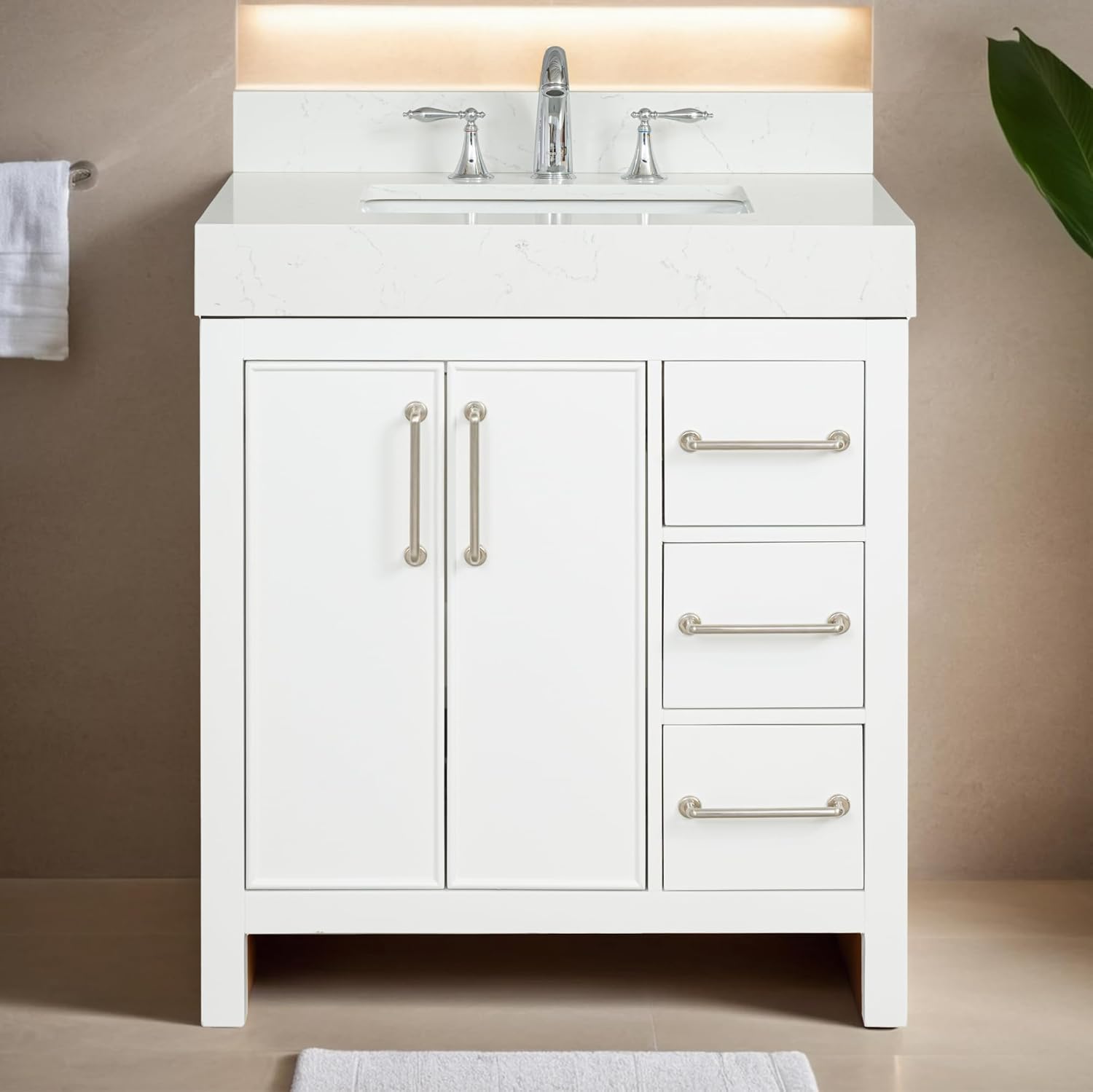 Lavanti Depos 30 Inch Bathroom Vanity with Sink – Stylish Grey Vanity Bathroom with Storage Cabinet – Modern Bathroom Vanities with Single Vanity Sink & Quartz Countertop