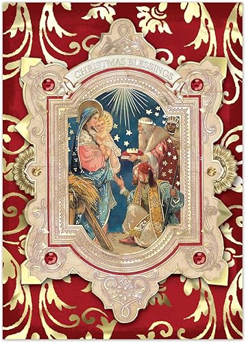 Miniatura 3 de Punch Studio Oh Holy Night Mary - Tarjetas dimensionales en caja con 12 tarjetas adornadas y sobres (57749)