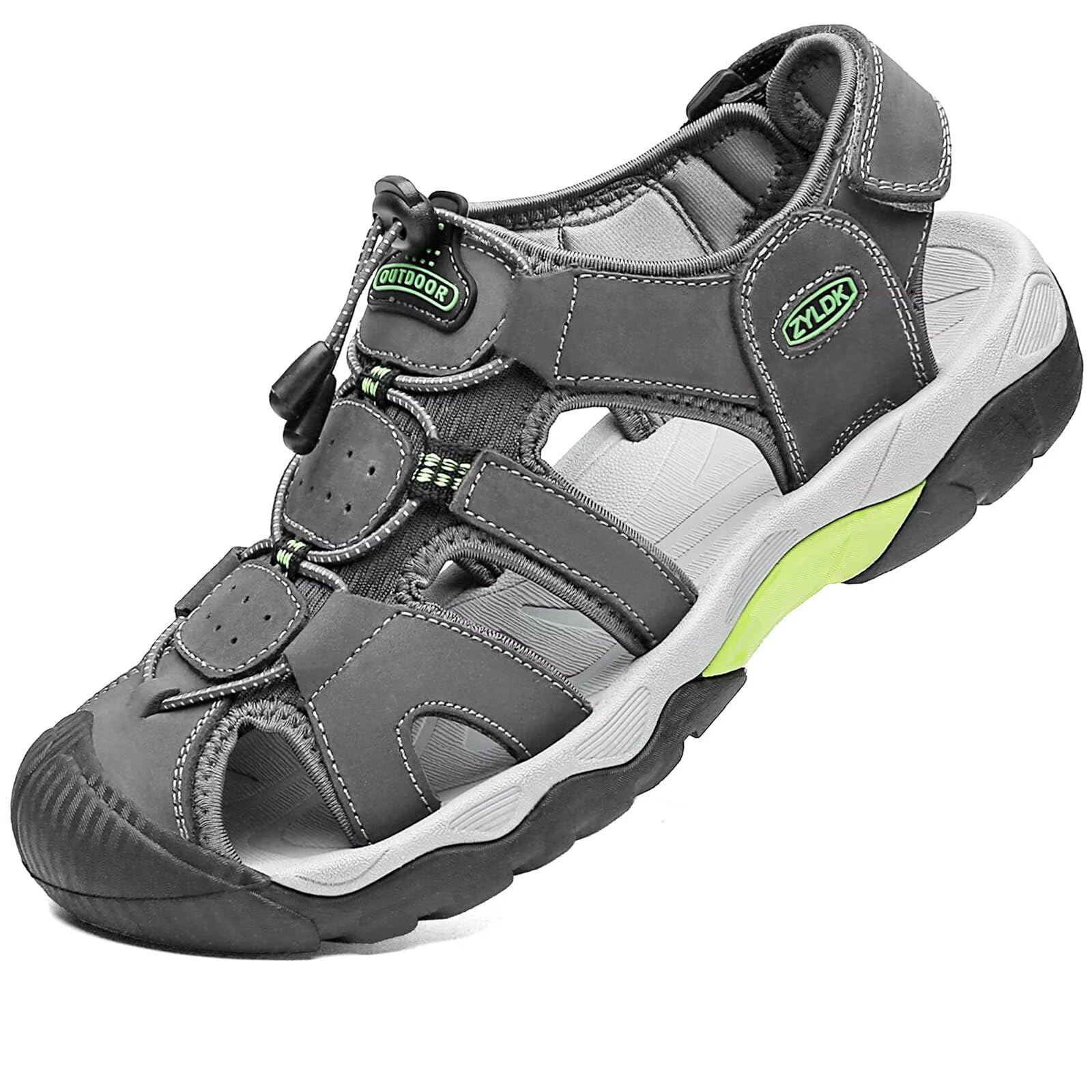 ZYLDKSports Outdoor Sandals Summer Men's Beach Shoes Casual Sandals for Men Closed-Toe Shoes Leather Trekking Walking Hiking Touch Close Strap