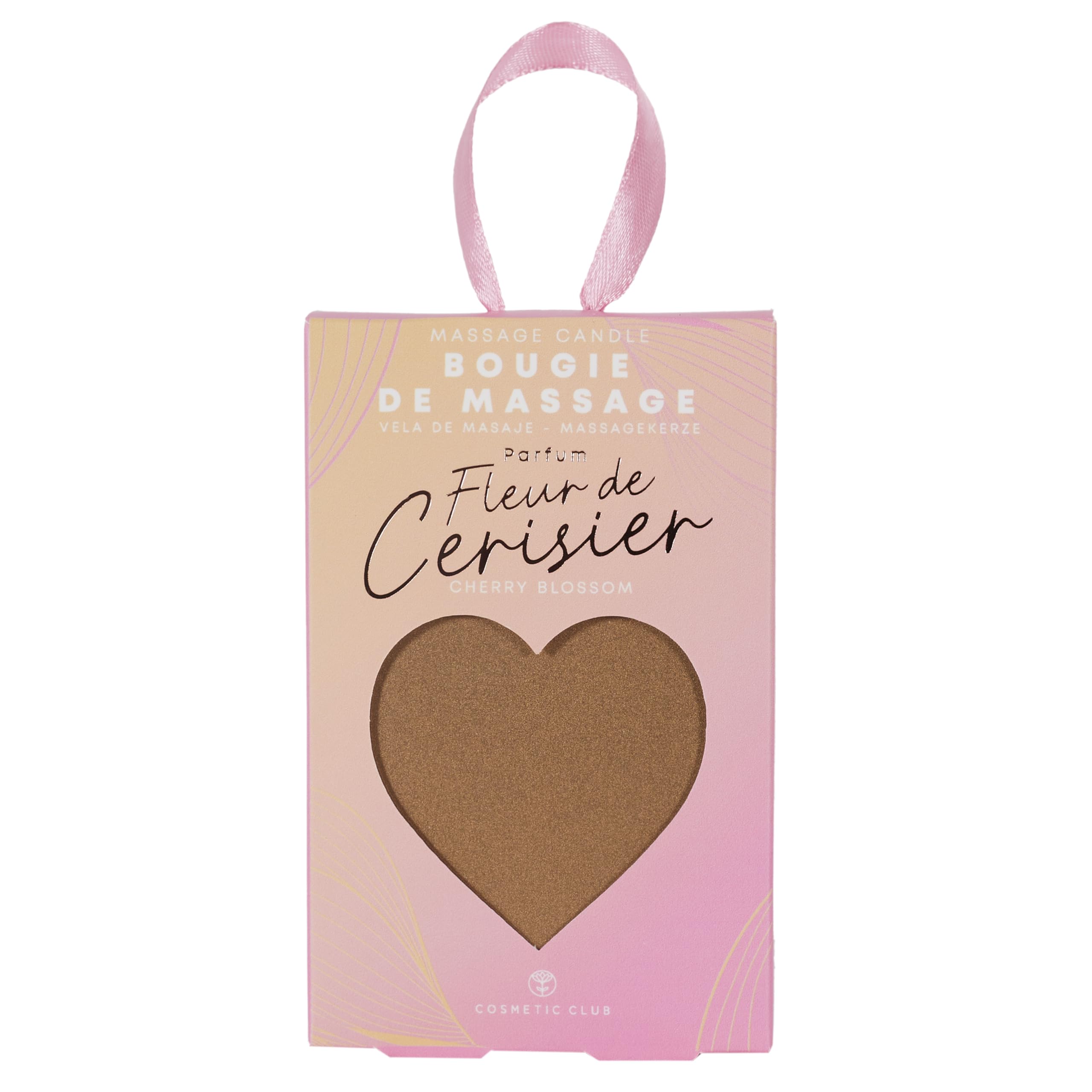 COSMetIC CLUB - SC0569 Bougie de Massage 30 ml - Soin Transformable en Huile Tiède - Parfum Fleur de Cerisier - Boîte Cœur - Conçu pour Relaxation - Couleur Blanc