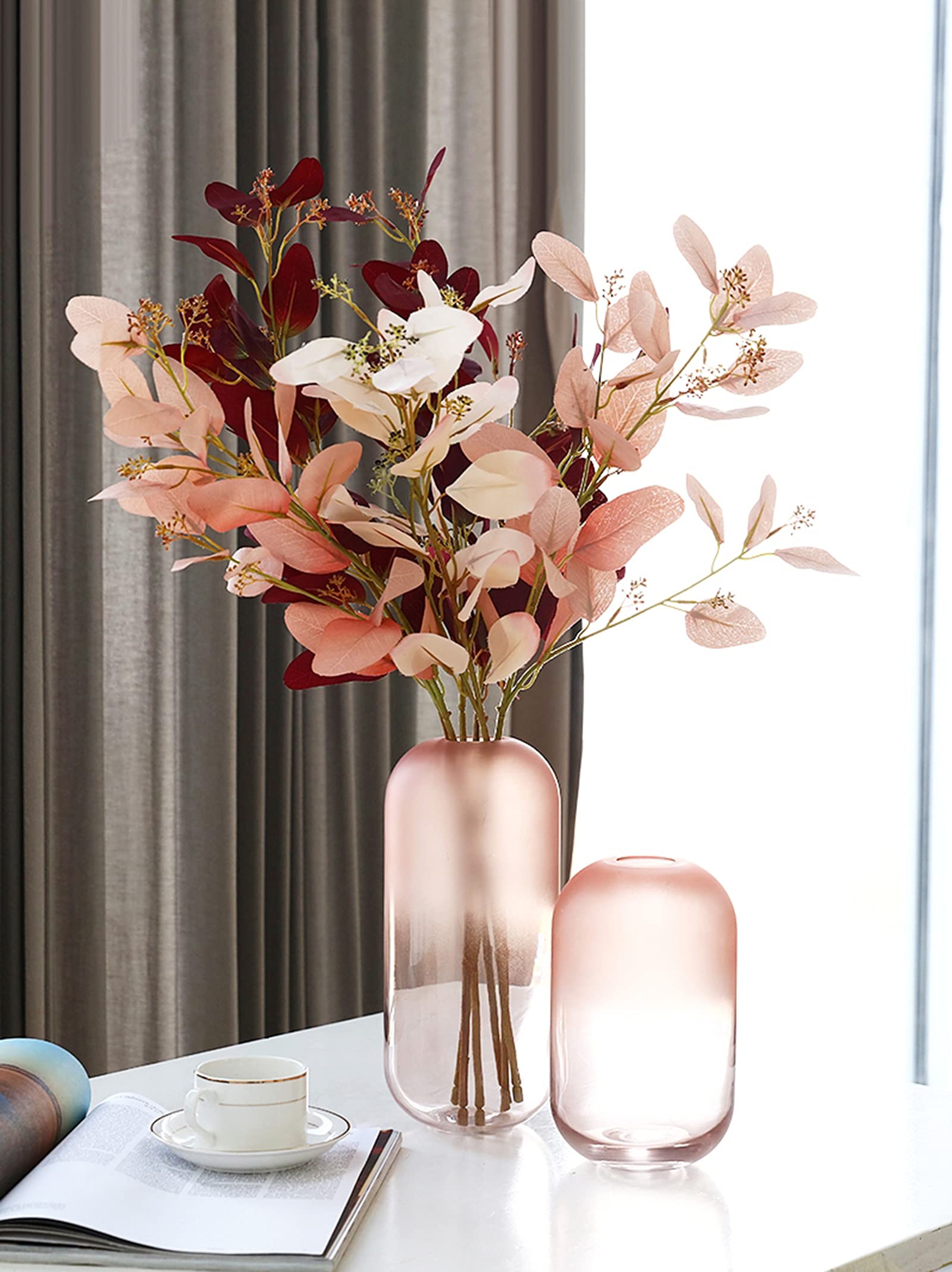 Amazon.co.jp: ピンクのガラスの花瓶、屋内ホーム多機能フラワー