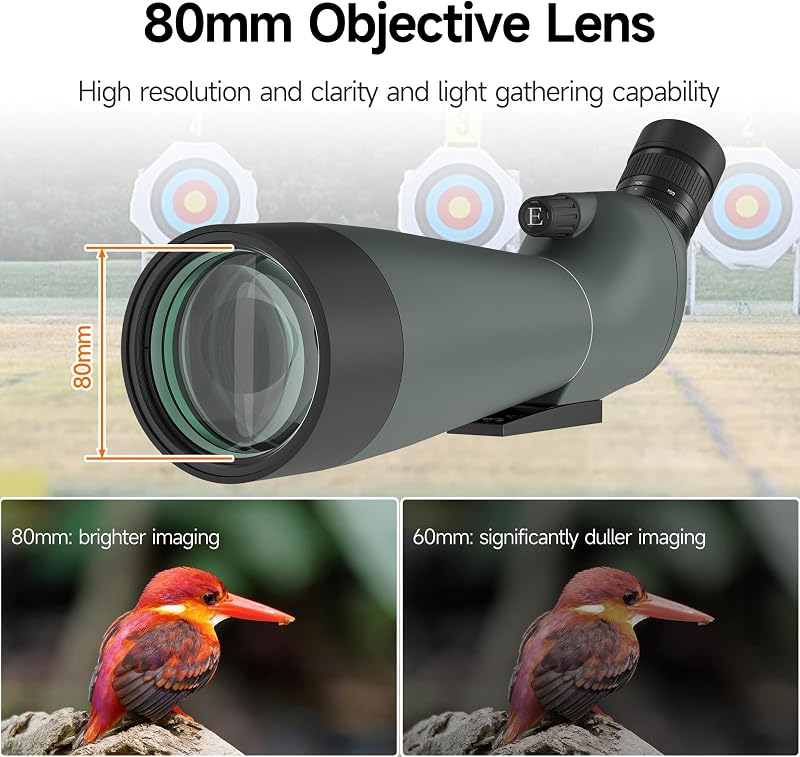 SVBONY SV28 45° szöges spotting scope IP65 vízálló BAK-4 prizmával tripod és telefon adapterrel - 20-60x80