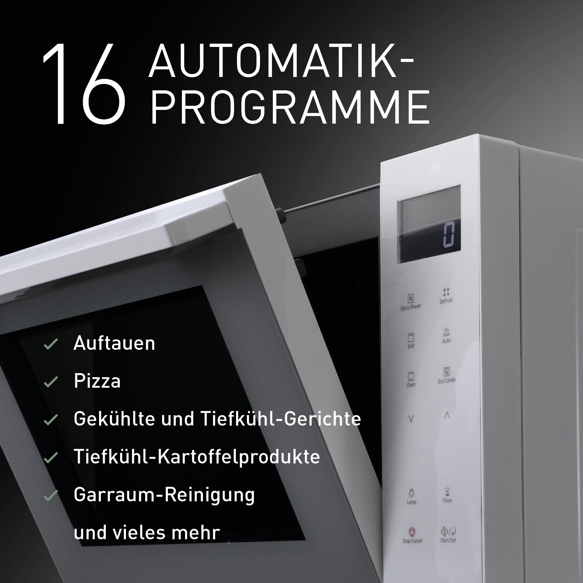 Panasonic NN-DF37PWEPG Kombi-Mikrowelle & Grill, 1000 W, 23 l, Inverter-Tech, Eco Kombi Modus, Flachbett, 16 Auto-Programme & Auftau-Modi, emailliertes Blech, Gitterrost, leichte Reinigung, Weiß