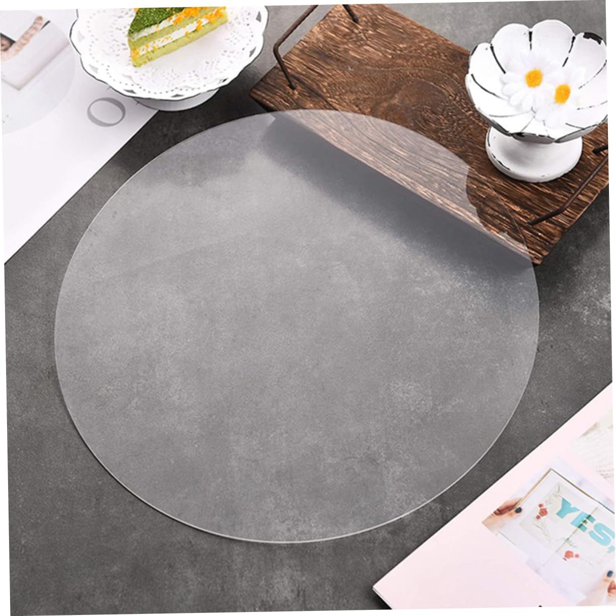 Cabilock 200pcs Acrylic Discs Transparent Cake Storage Tray for Baking Lightweight Cake Drum for Parties and Events for Desserts Crafts and Displays