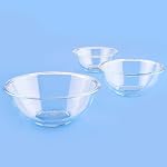 Pyrex 3 Piece Glass Mixing Bowl Set with 1, 1.5, 2.5 Quart Mixing Bowls for Kitchen, Baking, and Storage, Microwave, Freezer, and Dishwasher Safe, Proudly Made in The USA