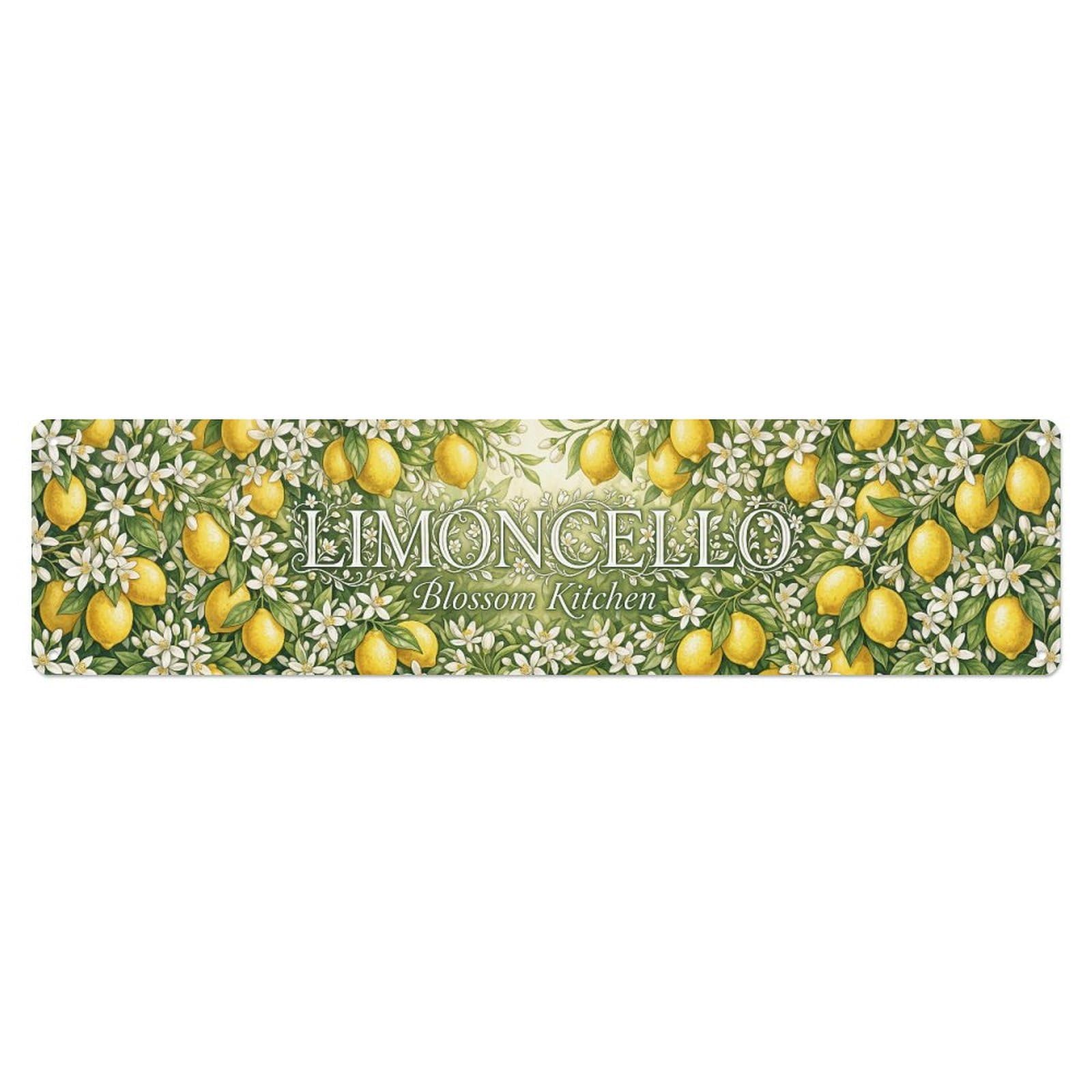 Limoncello Blossom Lemon Kitchen Metal Tin Skinny Sign Plaque Wall Decor for Cafe, Club Bar, Office, Home Garden Metal Poster 4x16Inch