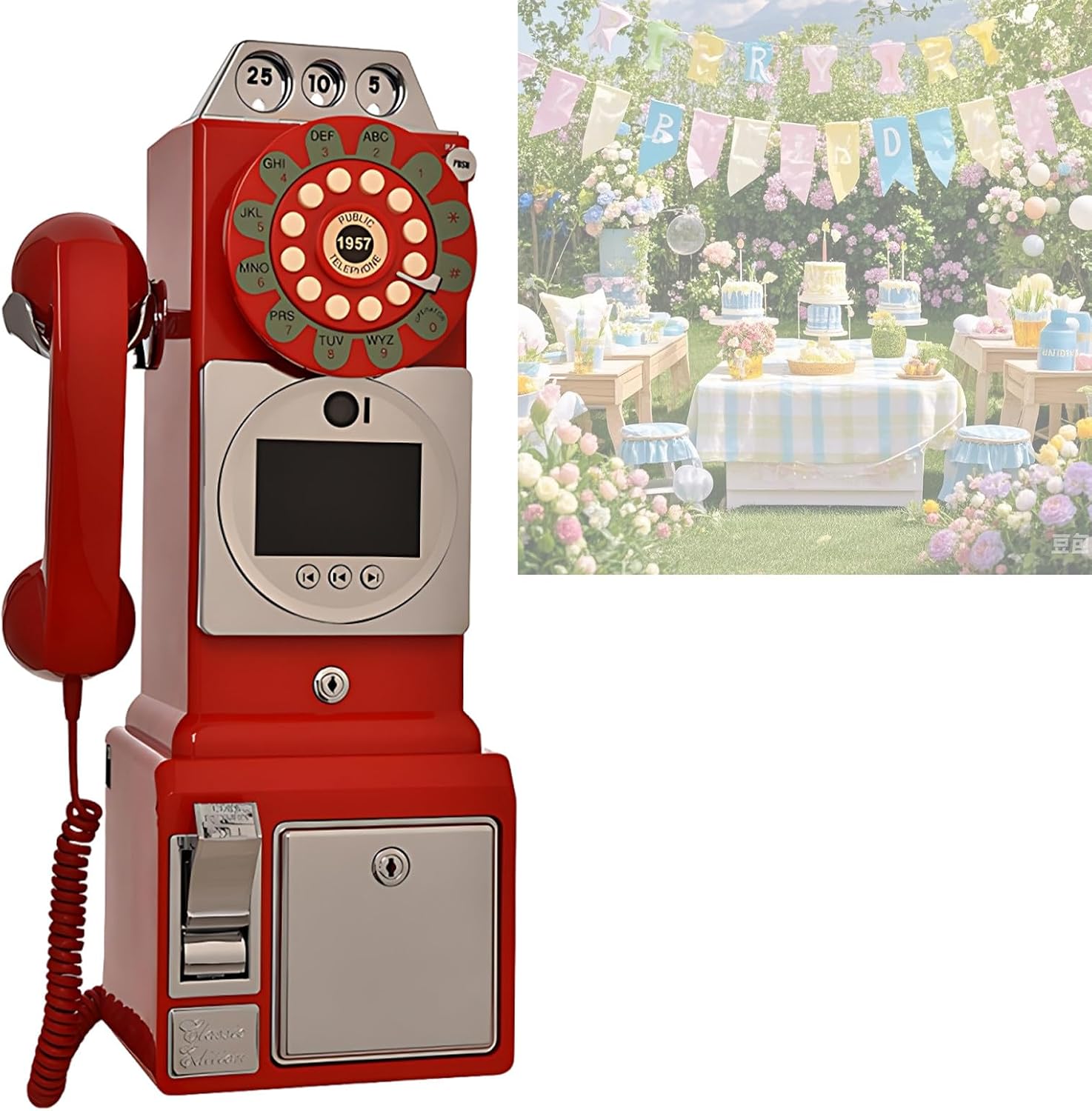 SHAHRYAR Corporate Video Guest Book with Audio Unique Phone Voice Recorder,with 5000mah Battery,Usable for 6-7 Hours,Creative Easy to Use & Fun,for Party Decoration,Red