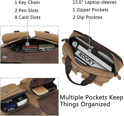 Miniatura 6 de RAVUO - Bolsa tipo mensajero para hombre, resistente al agua, de 15.6 y 17.3 pulgadas, maletín para laptop, casual, para negocios