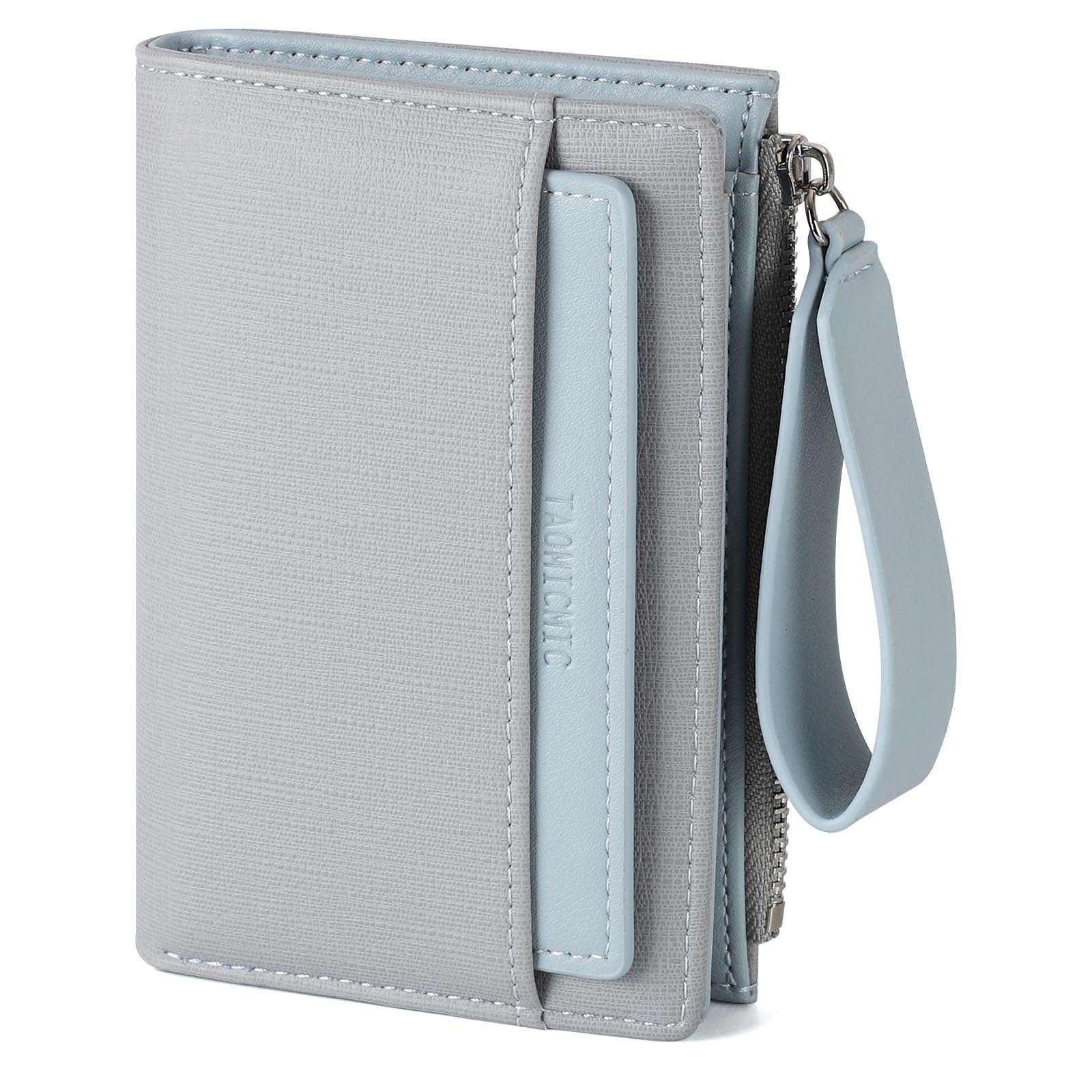 RRANCharltu Geldbörse Damen PU-Leder, Portemonnaie Damen klein Geldbeutel klein mit viele Kartenhalter Geldbörse mittelgroß mit Reißverschluss-Armband und Münzfach, Blau