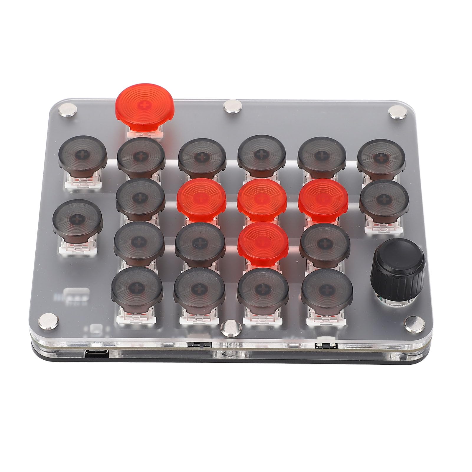 Tastiera Macro Portatile a 21 Tasti con Manopola per Giochi e produttività Efficienti Interruttore Rosso Design Ergonomico