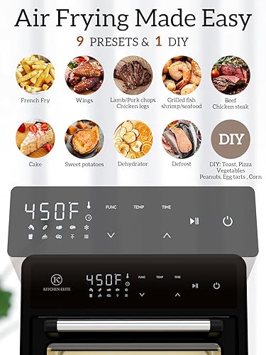 Miniatura 2 de Kitchen Elite Combo de horno tostador y freidora de aire, freidora de aire de acero inoxidable de 12.6 cuartos de galón 10 en 1, encimera de horno