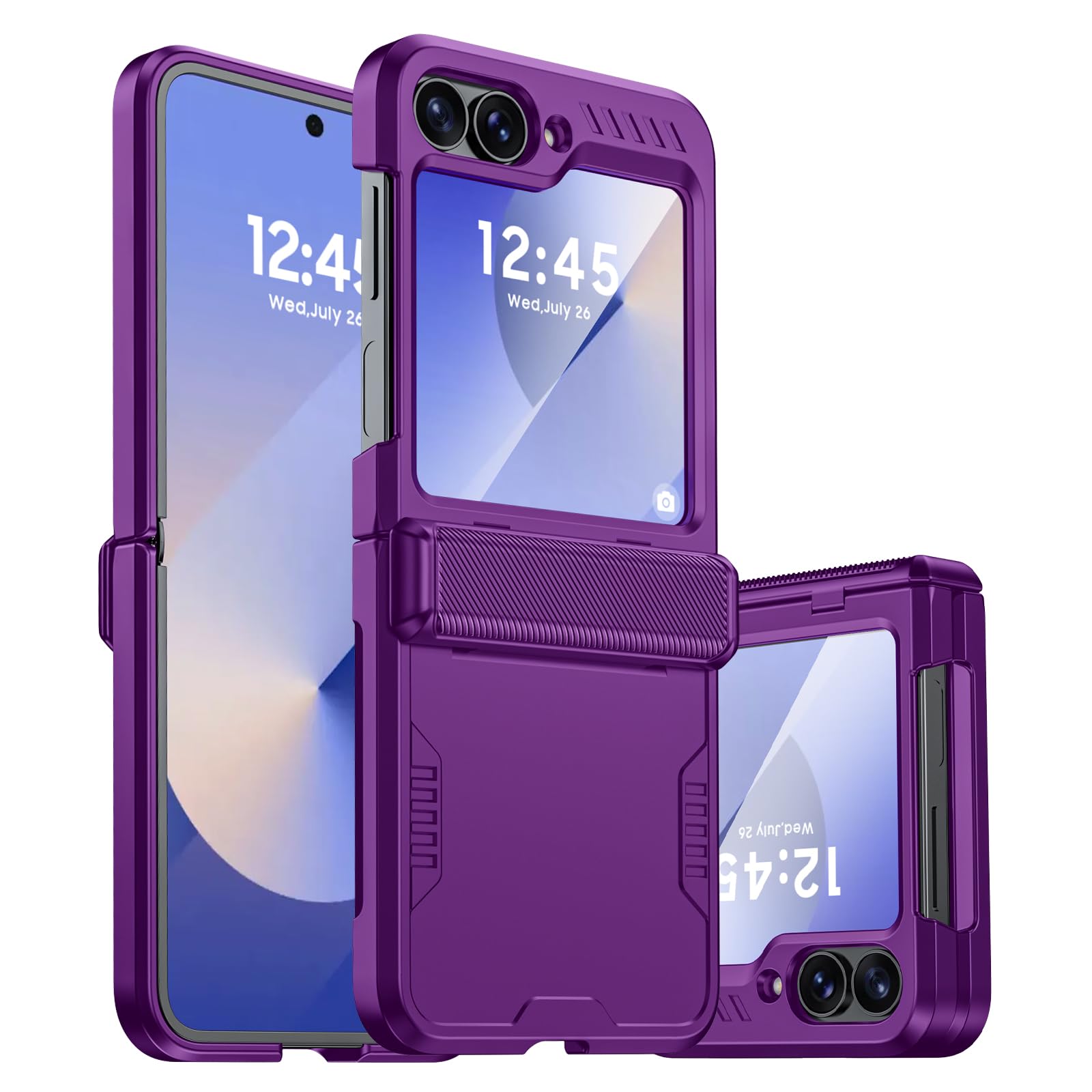 oupeigar for Samsung Galaxy Z Flip 6 Case, Hinge Protection & Built-in Screen Protection, Full Body Rugged and Durable Shockproof Cover,Wireless Charging Case for Z Flip 6 (Violets, Flip 6)