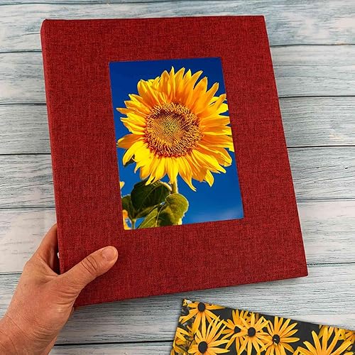 Miniatura 2 de Álbum de fotos de 8 x 10  64 fotos para álbum de fotos de 8 x 10, páginas transparentes, cubierta de lino con ventana frontal, álbum de fotos para