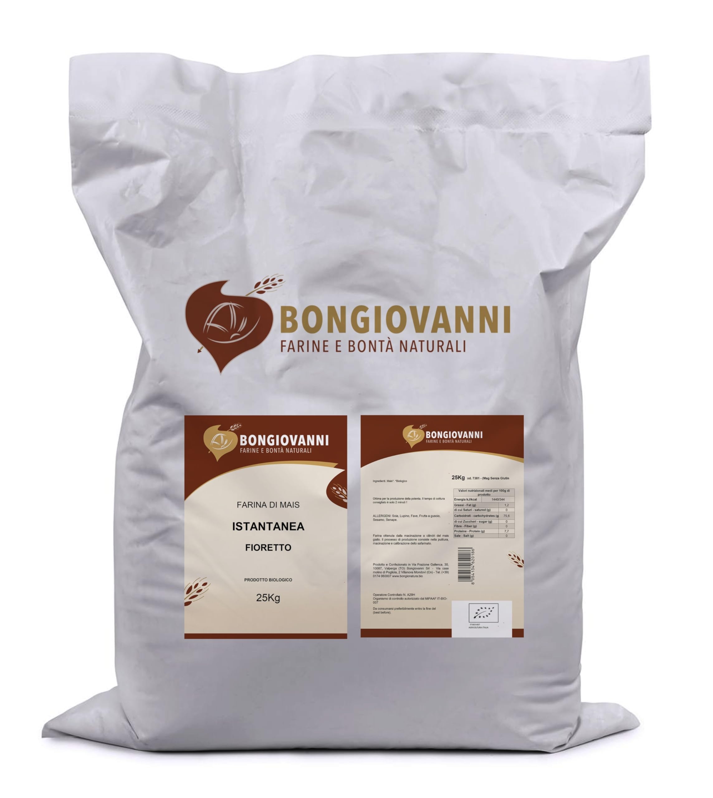 BONGIOVANNI FARINE E BONTA' NATURALI Farina di mais Istantanea 25kg BIO
