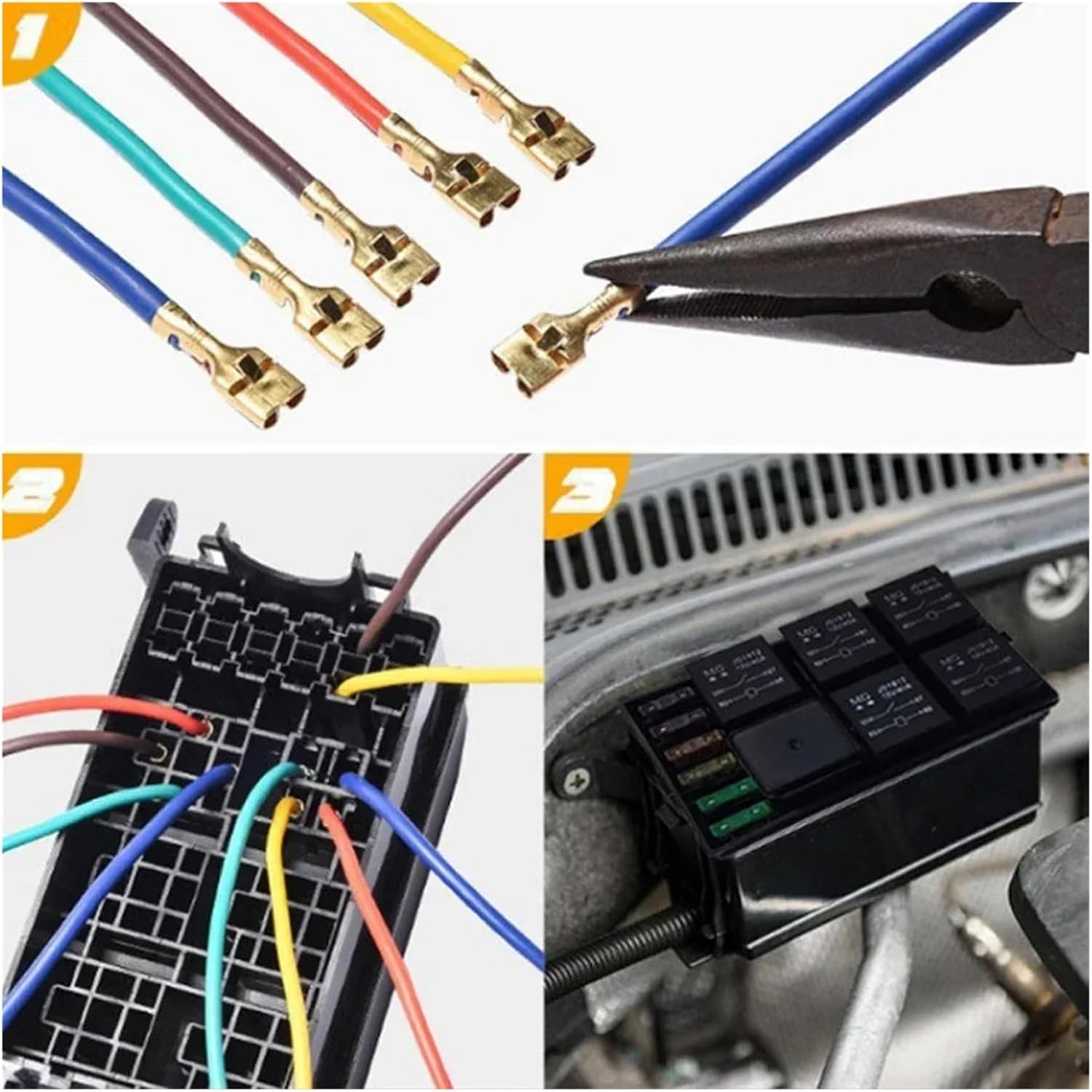 Car Fused 40A/80A 4pin/5pin Free Combination Fuse Box with Assembly DC12V/24V Car Truck ATO Blade Balck Replacement