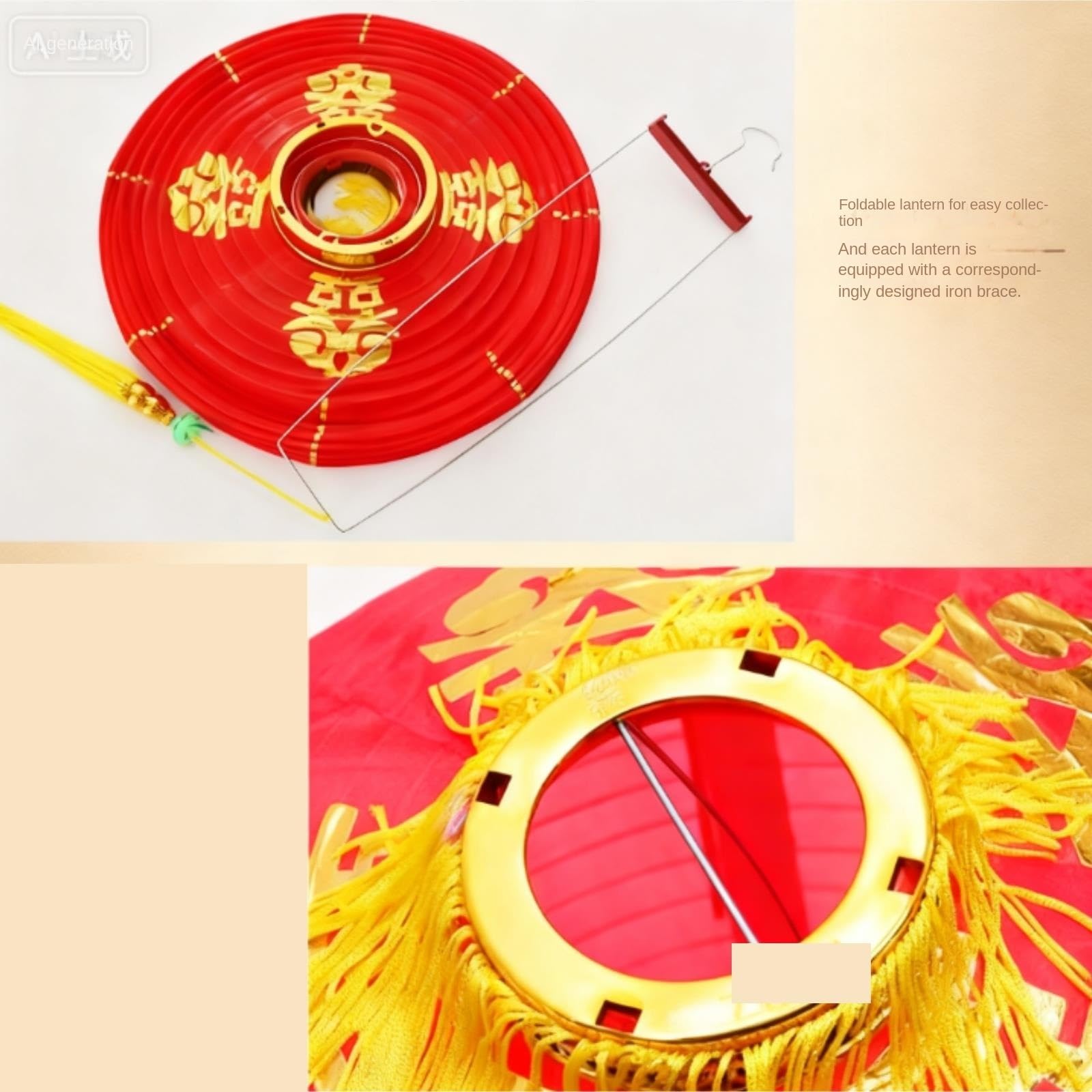 Linternas Papel Paquete De 2 Farolillos Chinos Redondos Seda Colgantes con Borla For La Celebración Año Nuevo Decoración(35cm)