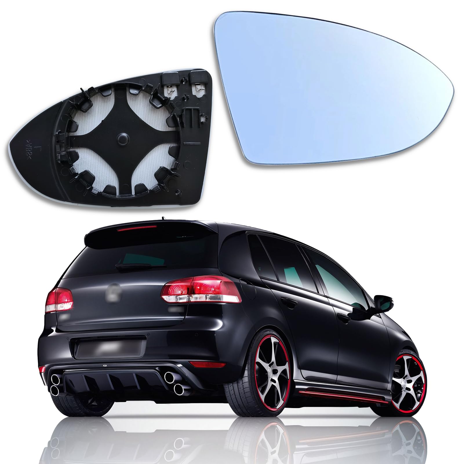 Golf 7 Spiegelglas Beheizbar Passend für Spiegelglas Golf 7 Beheizbar Außenspiegel Ersatzspiegelglas Asphärisch Glas mit Trägerplatte