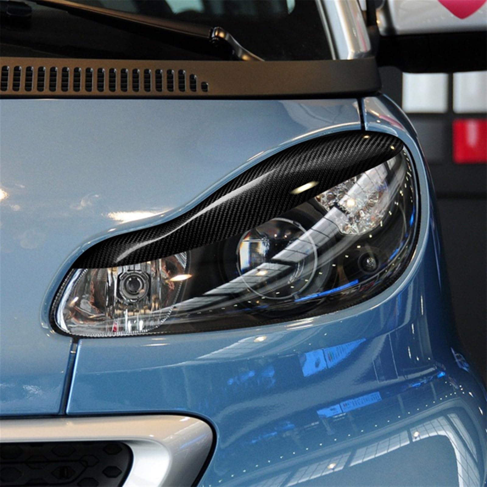 Naklejka na reflektor samochodowy z włókna węglowego, na powieki, Compatible With Mercedesa-Benz Smart, Fortwo W451 2007-2014 ABS, na powieki