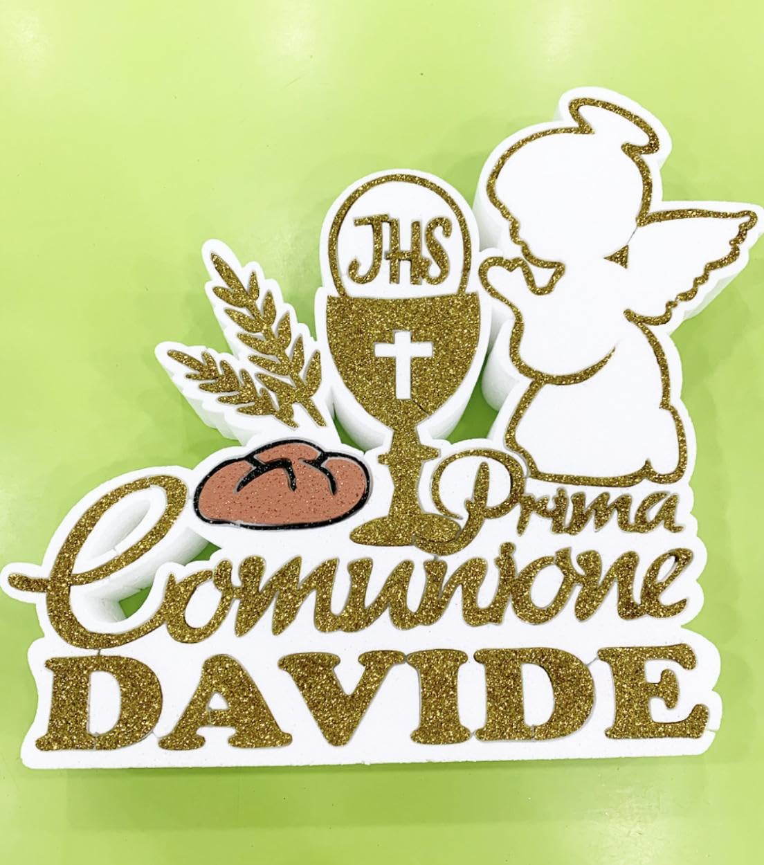 Scritta Prima Comunione In Polistirolo Personalizzata - Decorazione Oro Con Nome, Per Tavolo E Festa - Foto 13