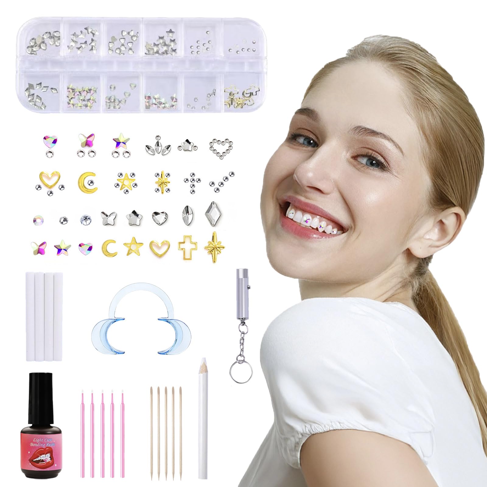 DIY Tooth Gems Kit With Shiny Crystals, Professional Teeth Jewelry Starter Kit Supplies