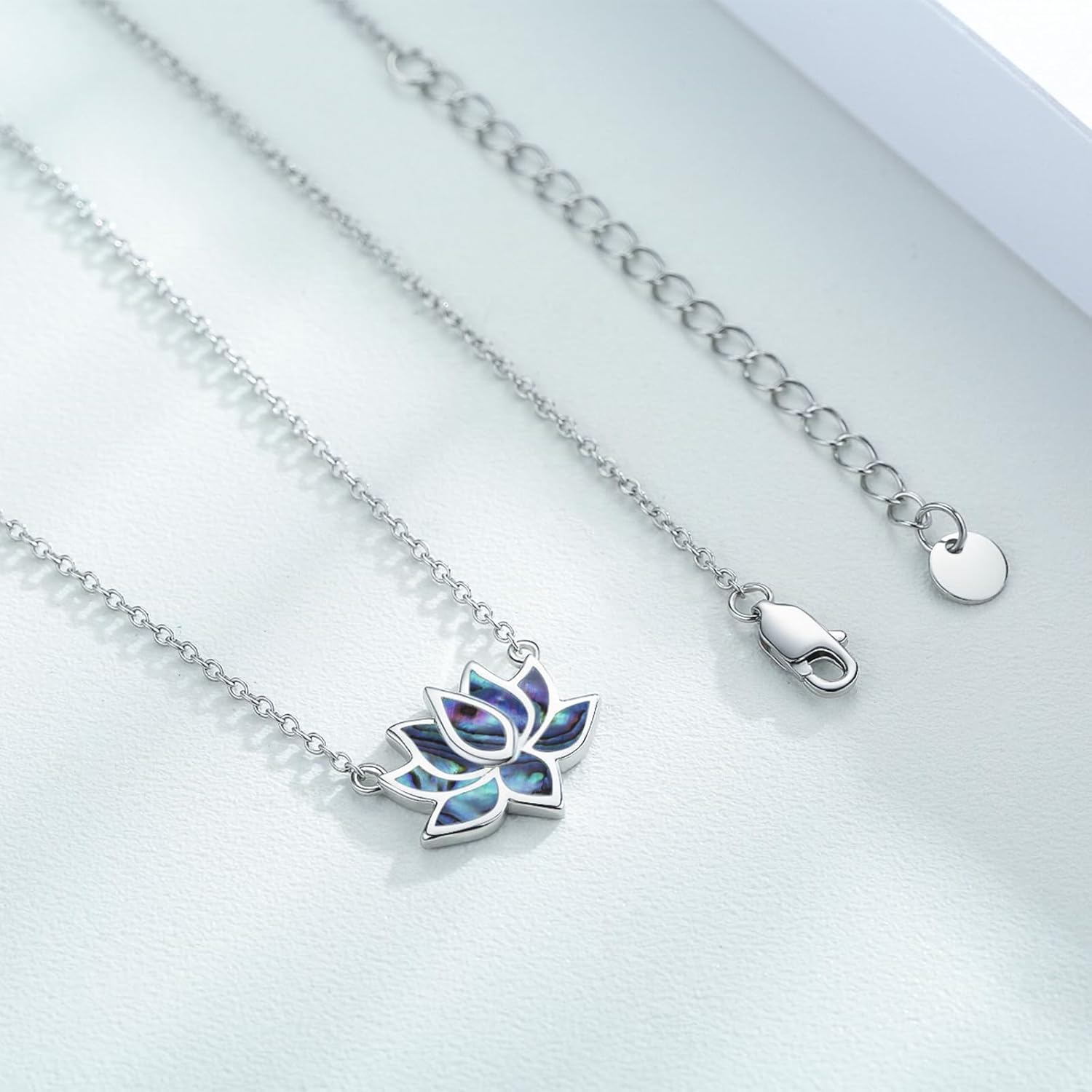 CUOKA MIRACLE Lotus Necklace 925 Sterling Silver Opal Pendant Necklace Lotus Flower Necklace Yoga Necklace Gift for Women Mom - Image 5