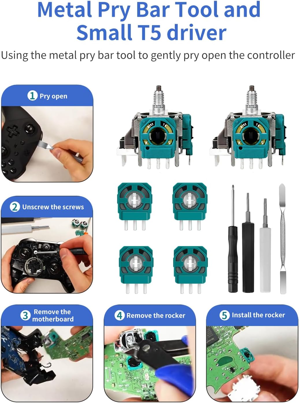 Kit for Xbox Elite Controller, 3D Analog Joystick Thumb Sticks for Xbox Elite 2 Controller with T6 T8 Screwdrivers, Conpaitable with Xbox Elite One Controller