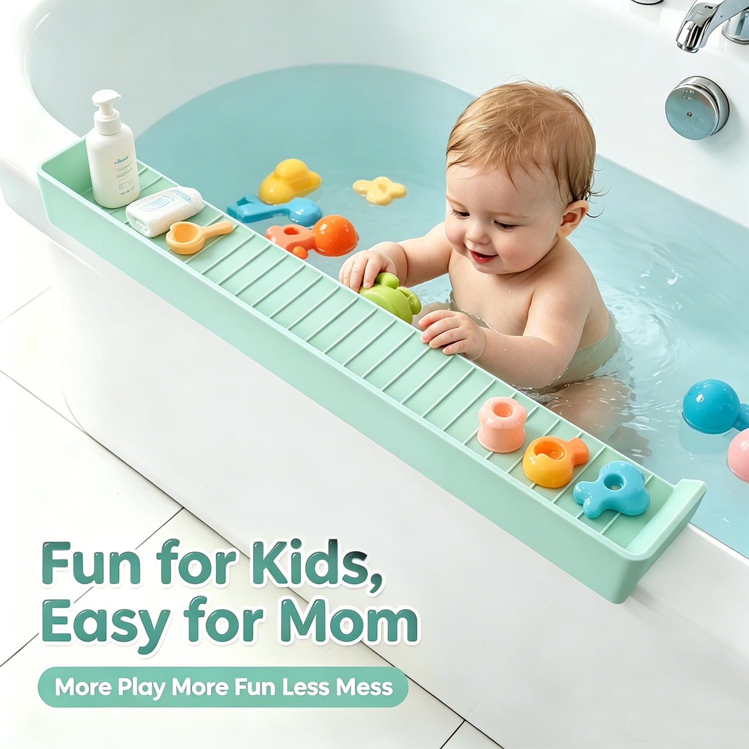 Badewannen-Spritzschutz mit starken Saugnäpfen, Silikon-Spritzschutz für Badewanne, Badespielzeug, Aufbewahrung und Organizer, Regal für Kinder, flexibler Wasserschutz für Badezimmer, Wannenrand und