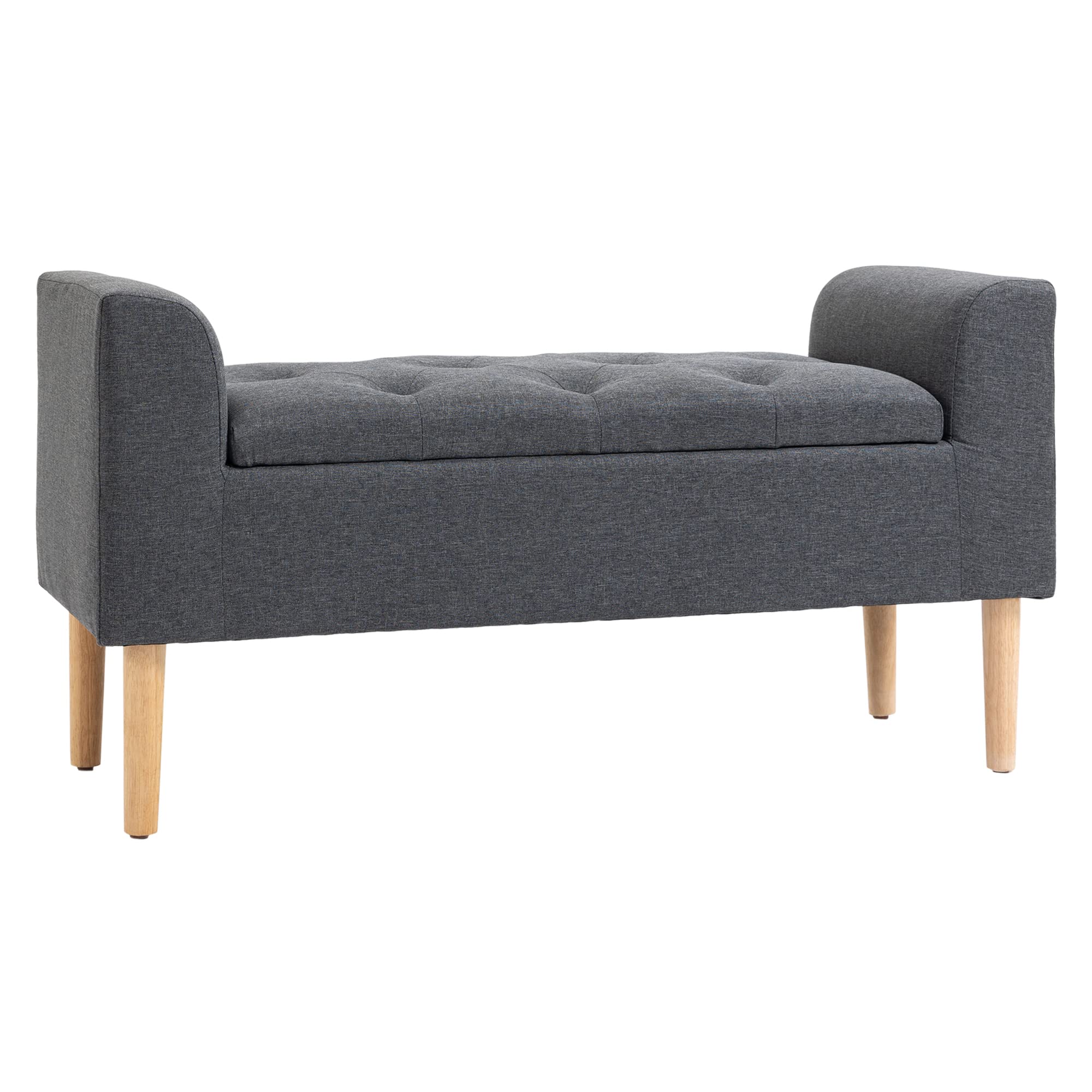 HOMCOM Banc Coffre Rangement Capitonné 130 Kg 116x44x58 cm Gris Foncé