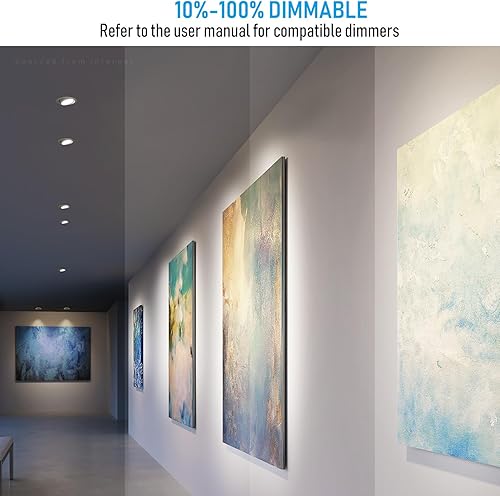 Miniatura 3 de TORCHSTAR Luz empotrable de cardán LED 5CCT de 6 pulgadas, regulable, 2700 K3000 K3500 K4000 K5000 K seleccionable, 12 W CRI90 direccional globo