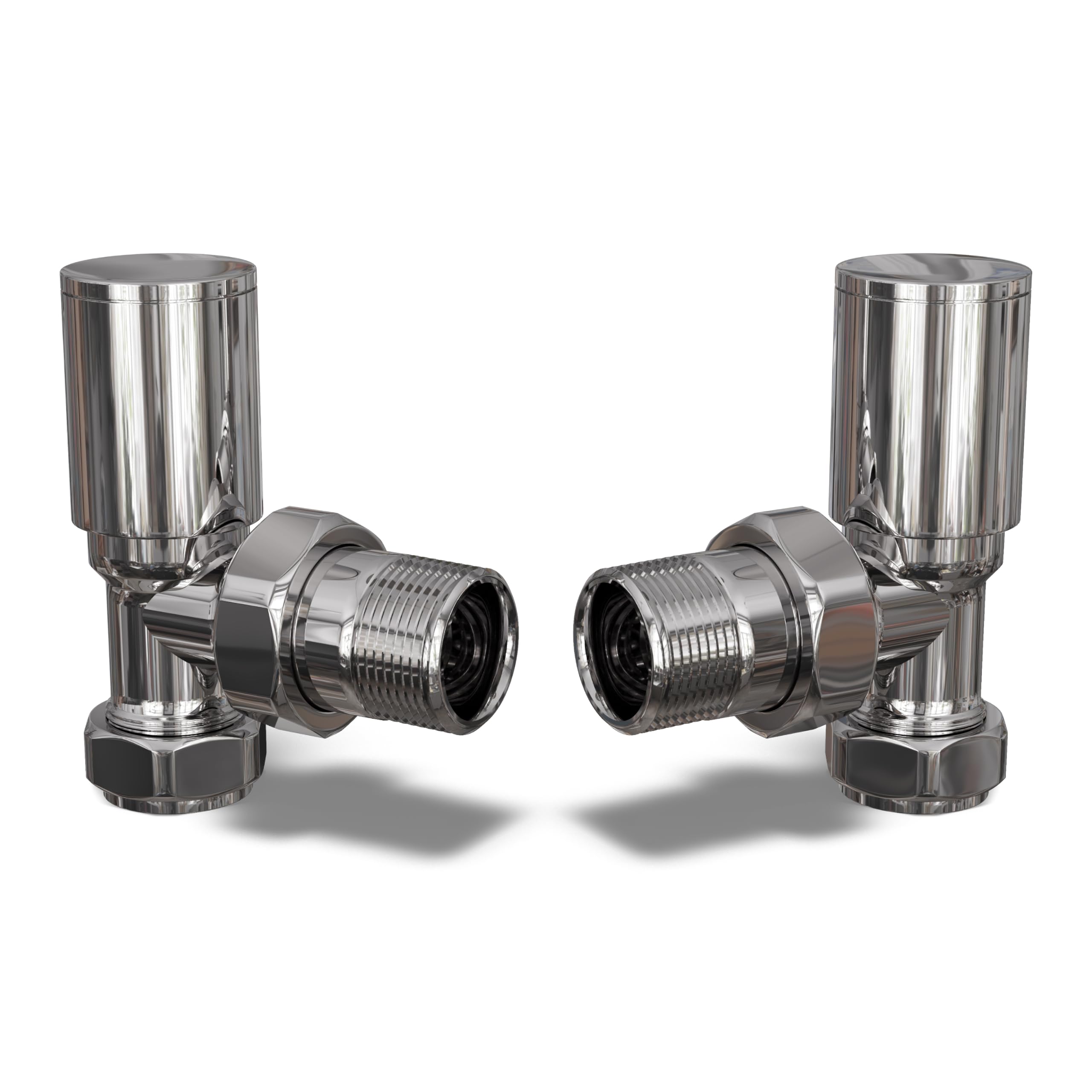 UK Radiators Valves Manual 1/2"" x 15mm Brass Angled Chrome Polished *PAIR*