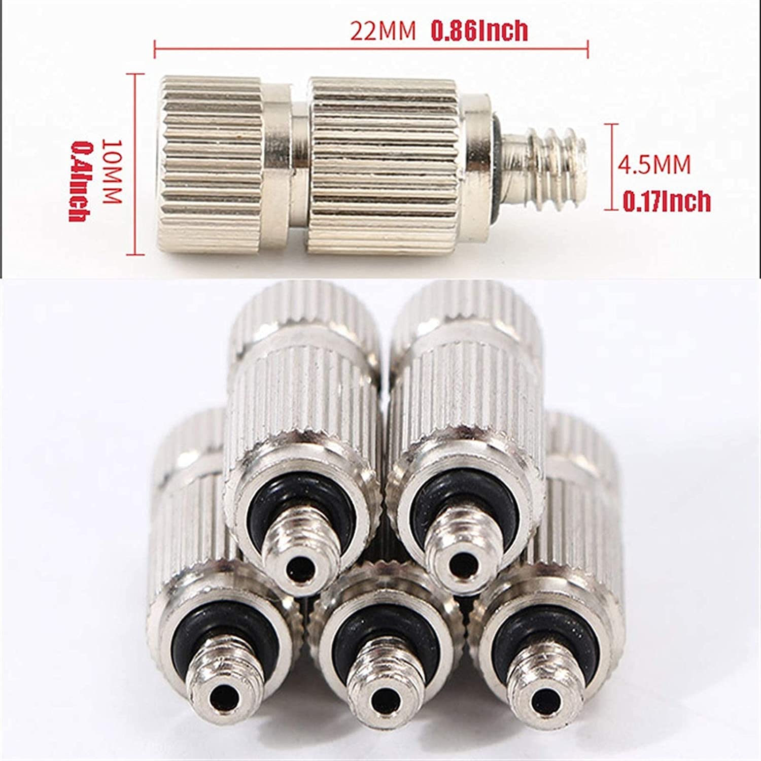 Zestaw 50 dysz zraszających do systemu chłodzenia, dysze ze stali nierdzewnej, wysokociśnieniowe, gwintowane 3/16", zraszacz ogrodowy, dysze zamgławiające, głowica natryskowa zapobiegająca kapaniu (