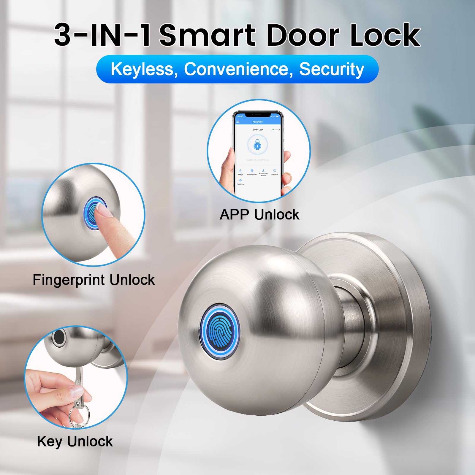 Smart Fingerprint Door Knob - Keyless Entry -2