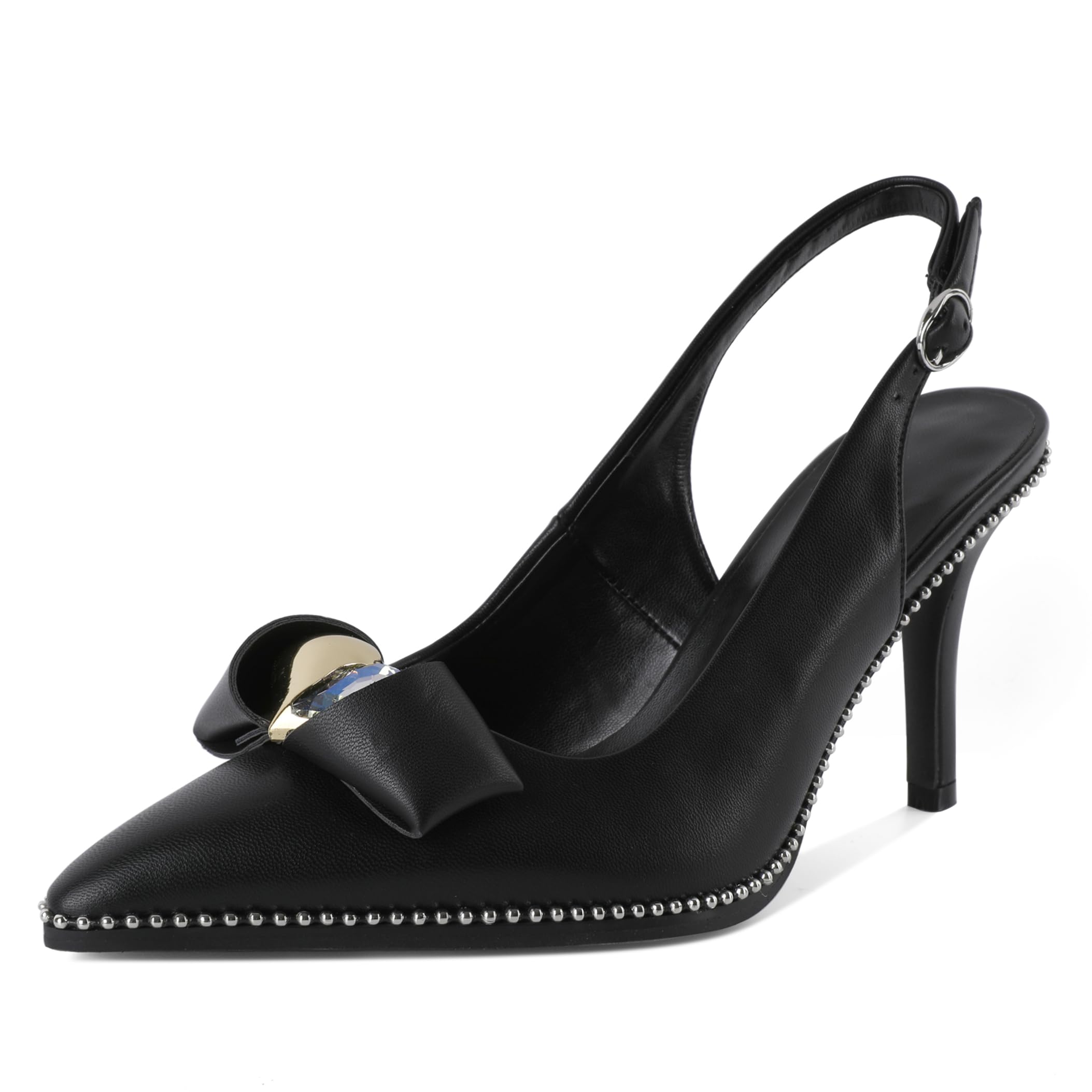 Zamikoo Slingback Heels for Women Pointed Toe Slip On Stilettos High Heel Pumps Shoes Dressy 3 Inches