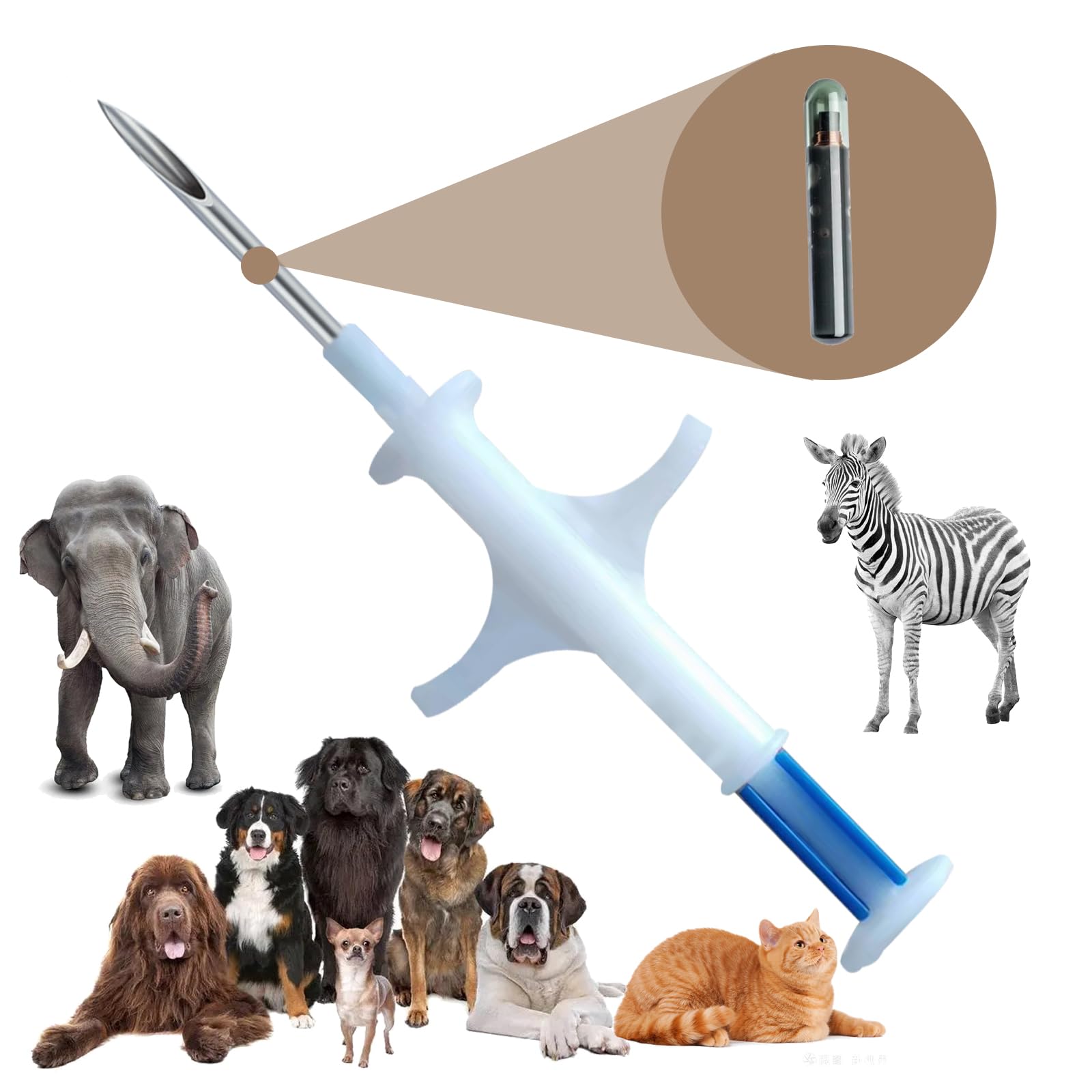 Animal ID Microchip for Dogs,Cats, Horse Identification 100 Pack Universal Standard 134.2Khz (2.12X12 mm 100 Pack)
