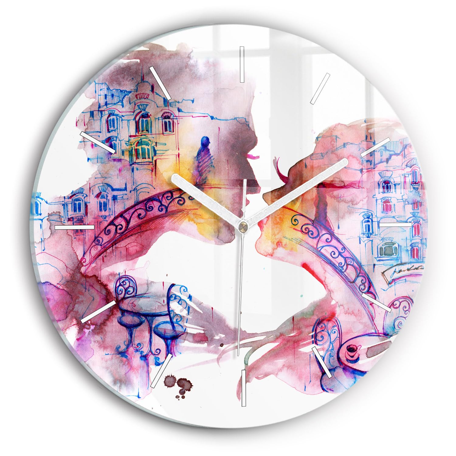 Horloge moderne Deux Corps Une âme Wallfluent en verre de 30 cm