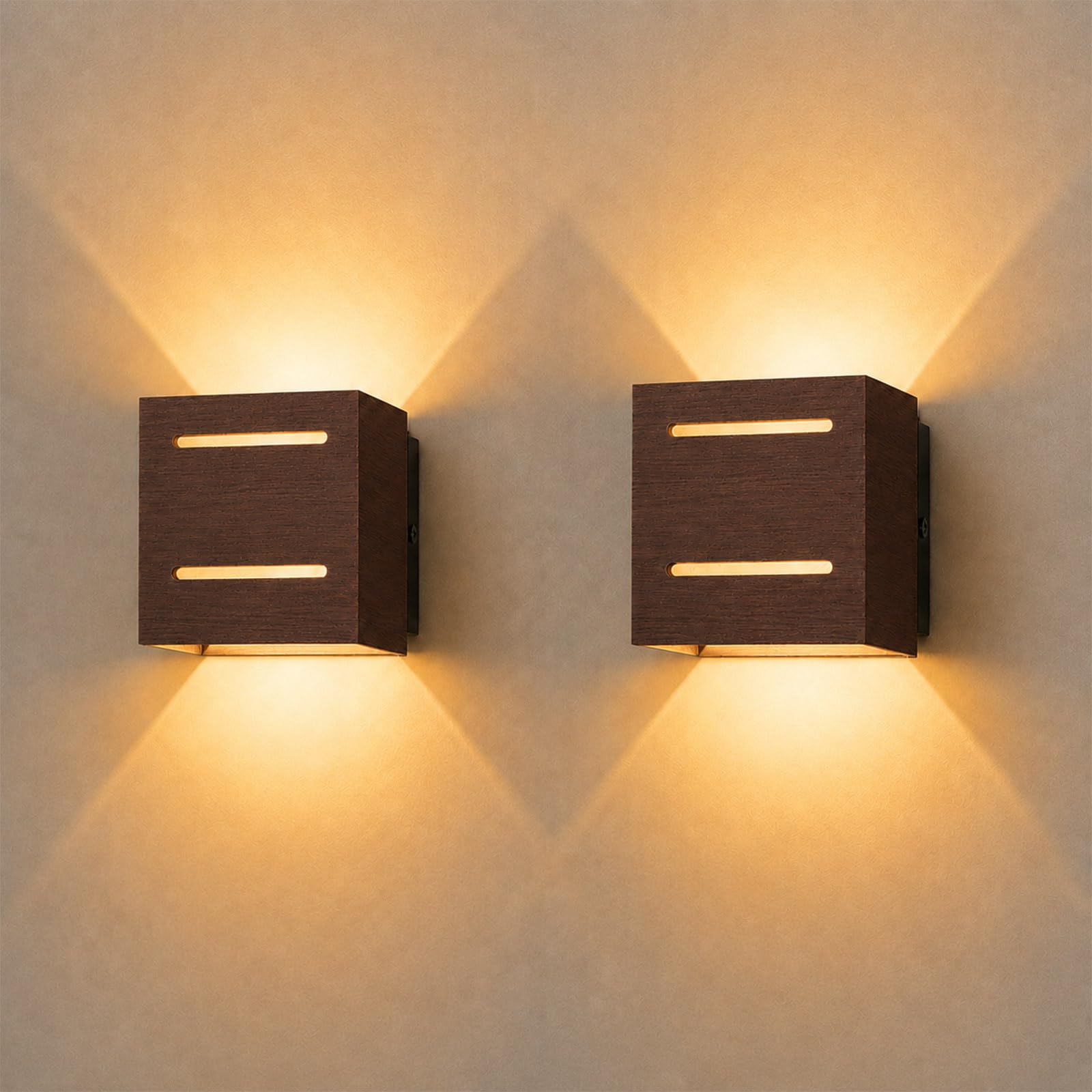 2pcs 9W Applique da Parete LED Legno G9 Interno Quercia Scura Luce Fessura